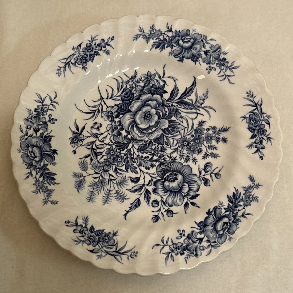 Staffordshire Beacon Hill by British Anchor Blue Salad Plates 8” - Set of 4